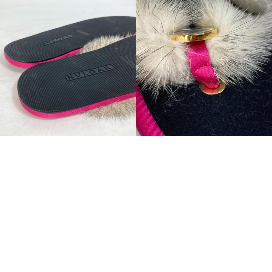 BVLGARI ブルガリ ブルガリブルガリ 靴 フラット サンダル ファー  