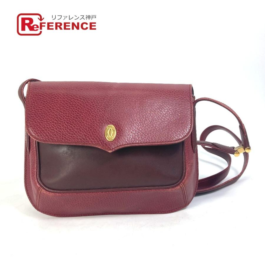 CARTIER カルティエ マストライン ロゴ ポシェット 斜め掛け ショルダーバッグ レザー ワインレッド レディース【中古】 | Cartier