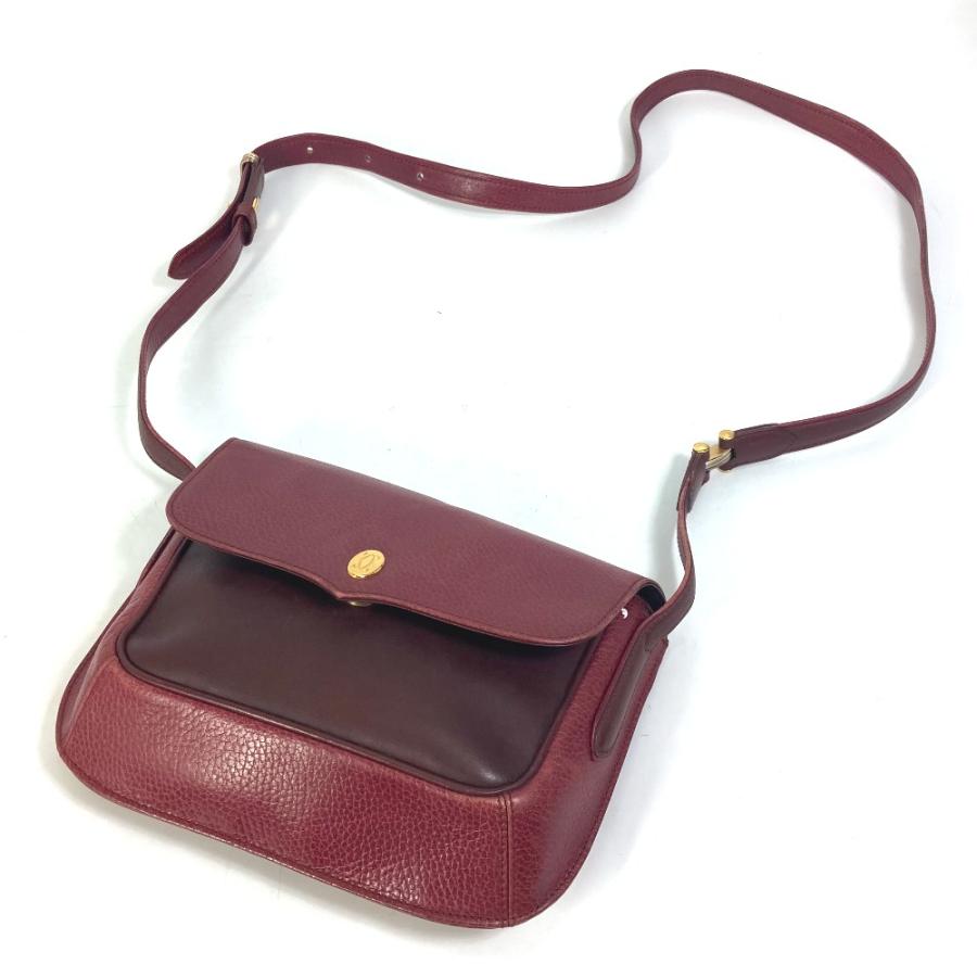 CARTIER カルティエ マストライン ロゴ ポシェット 斜め掛け ショルダーバッグ レザー ワインレッド レディース【中古】 | Cartier | 02