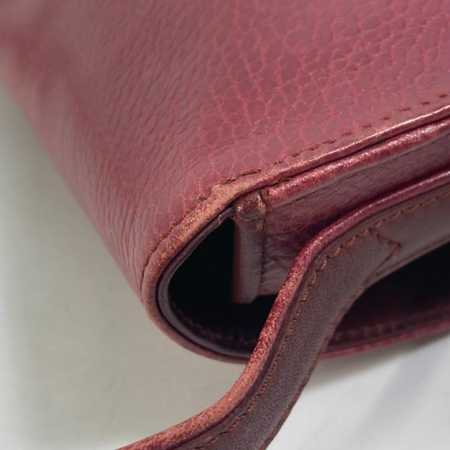 CARTIER カルティエ マストライン ロゴ ポシェット 斜め掛け ショルダーバッグ レザー ワインレッド レディース【中古】 | Cartier | 08