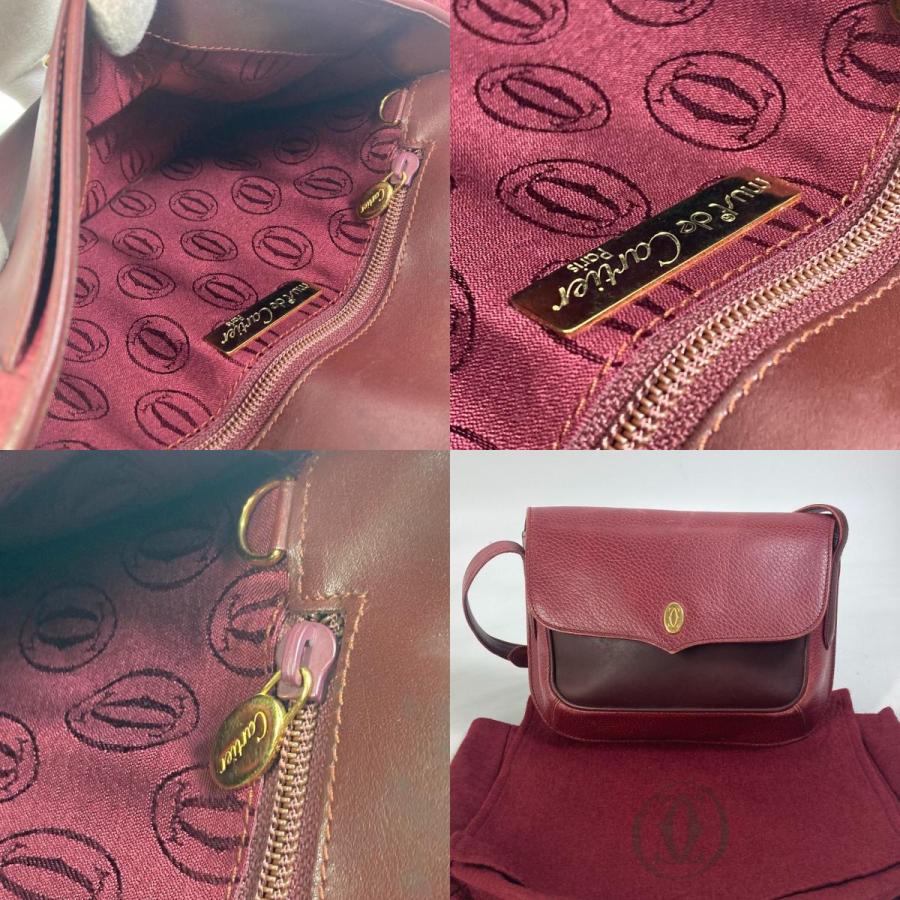CARTIER カルティエ マストライン ロゴ ポシェット 斜め掛け ショルダーバッグ レザー ワインレッド レディース【中古】 | Cartier | 09