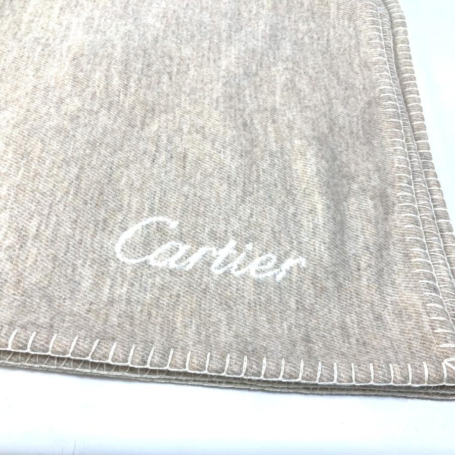 CARTIER カルティエ パンテール ヒョウ 豹 毛布 ひざ掛け インテリア ブランケット ウール/カシミヤ ベージュ レディース【中古】未使用 | Cartier | 02