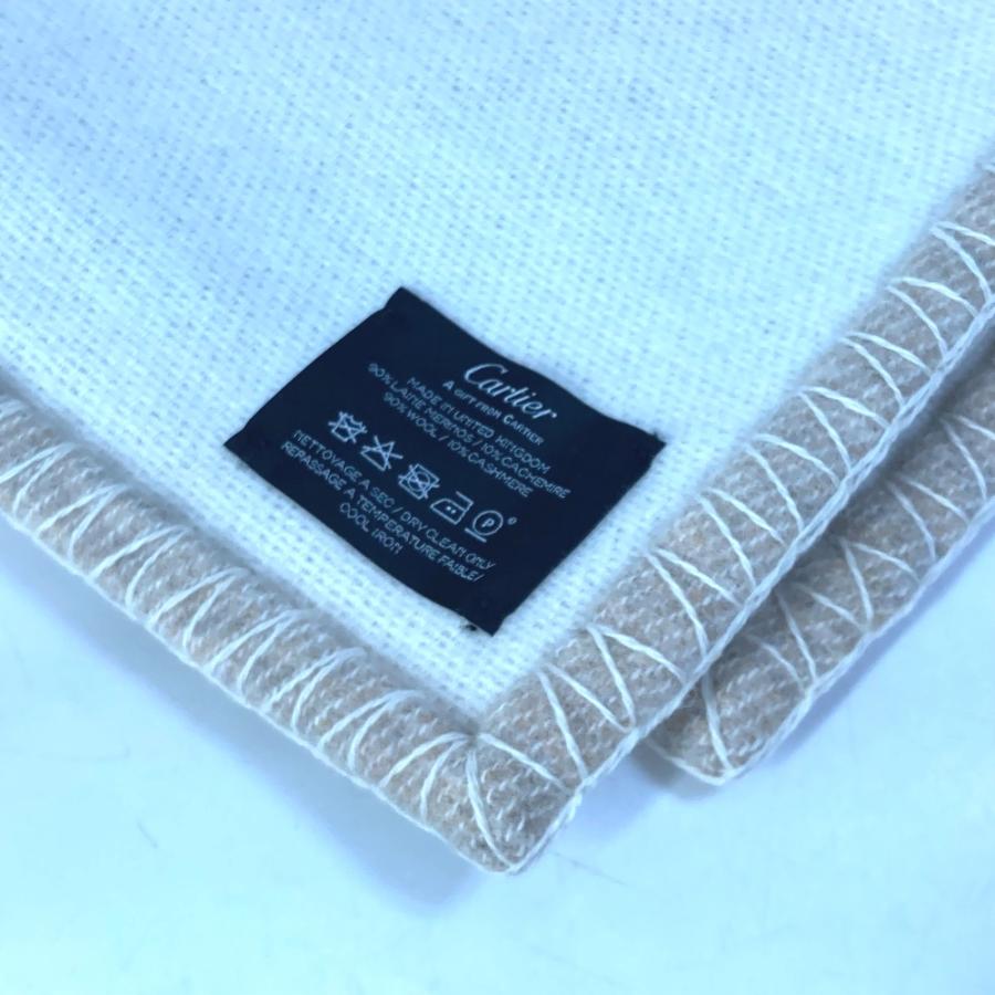 CARTIER カルティエ パンテール ヒョウ 豹 毛布 ひざ掛け インテリア ブランケット ウール/カシミヤ ベージュ レディース【中古】未使用 | Cartier | 06