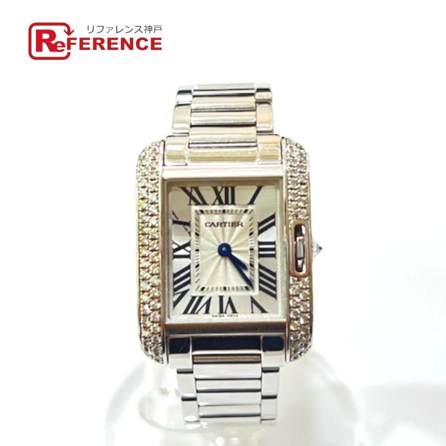CARTIER カルティエ WT100008 K18WG タンク アングレーズ SM ダイヤベゼル クォーツ 腕時計 シルバー レディース【中古】 | Cartier