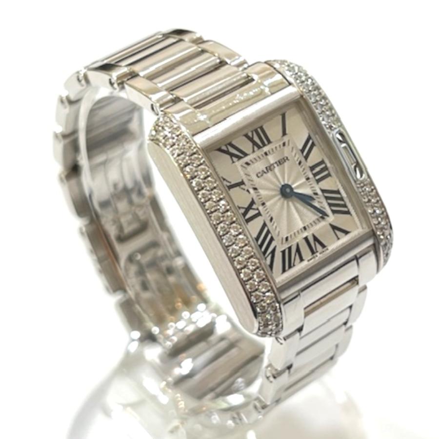 CARTIER カルティエ WT100008 K18WG タンク アングレーズ SM ダイヤベゼル クォーツ 腕時計 シルバー レディース【中古】 | Cartier | 02