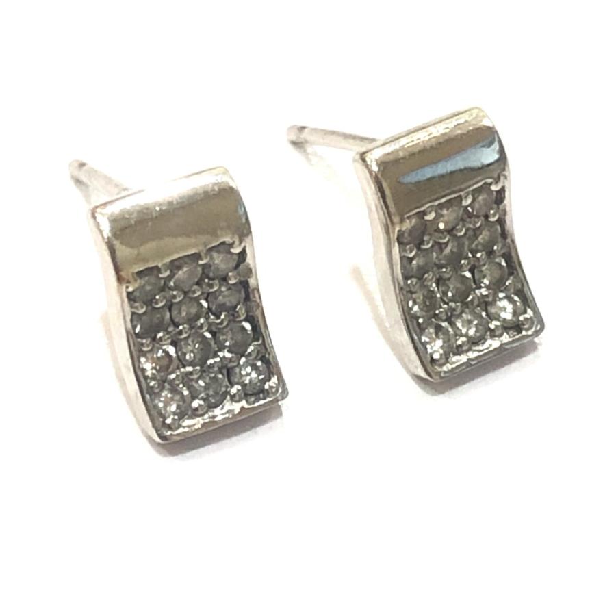 jewelry ジュエリー K18WG D0.15ct ダイヤ ミニ デザイン ピアス シルバー レディース【中古】 |  | 07