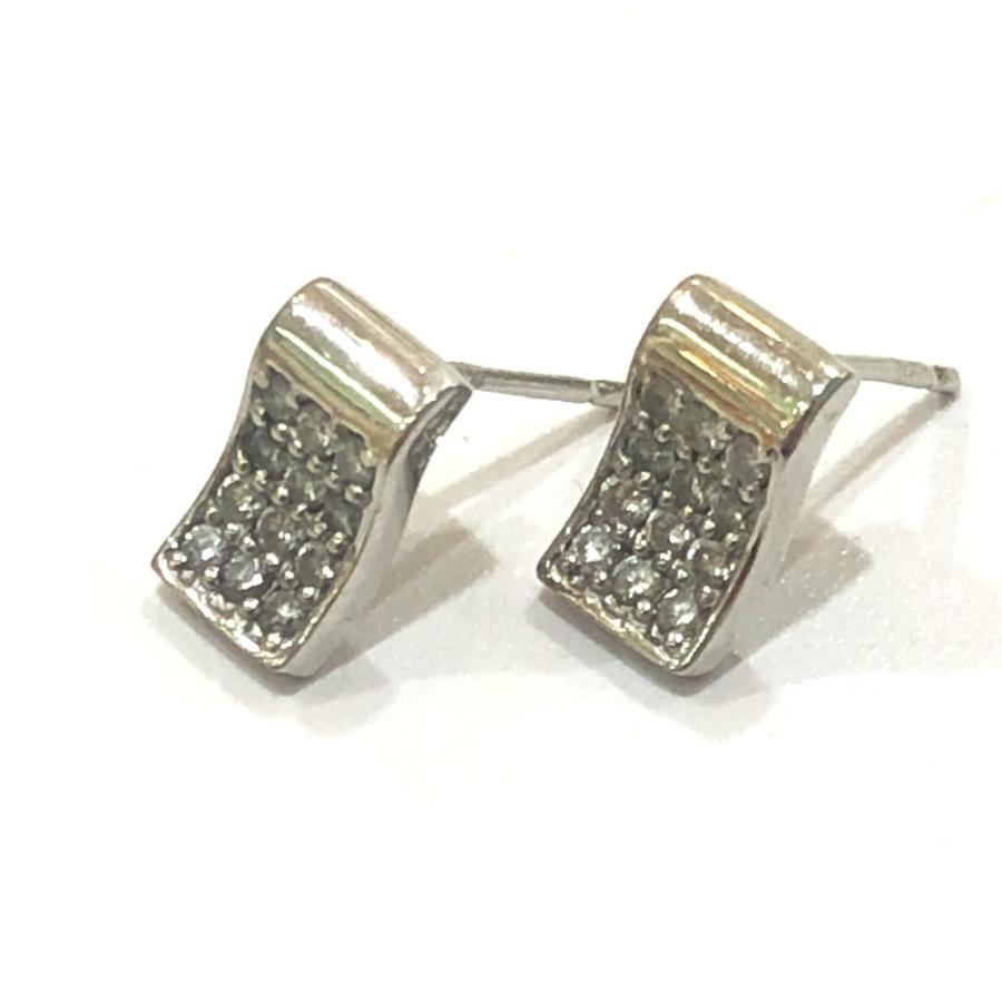 jewelry ジュエリー K18WG D0.15ct ダイヤ ミニ デザイン ピアス シルバー レディース【中古】 |  | 08