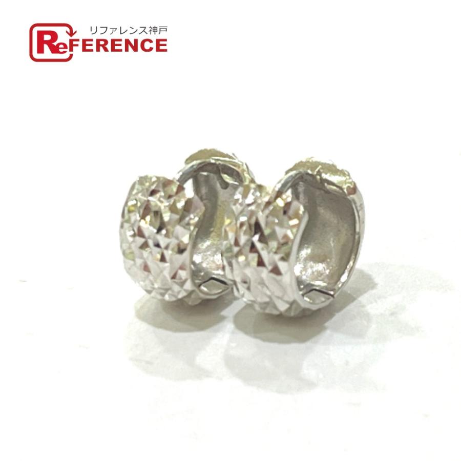 jewelry ジュエリー Ｋ18WG ダイアモンドカット フープピアス アクセサリー ピアス シルバー レディース【中古】 | 