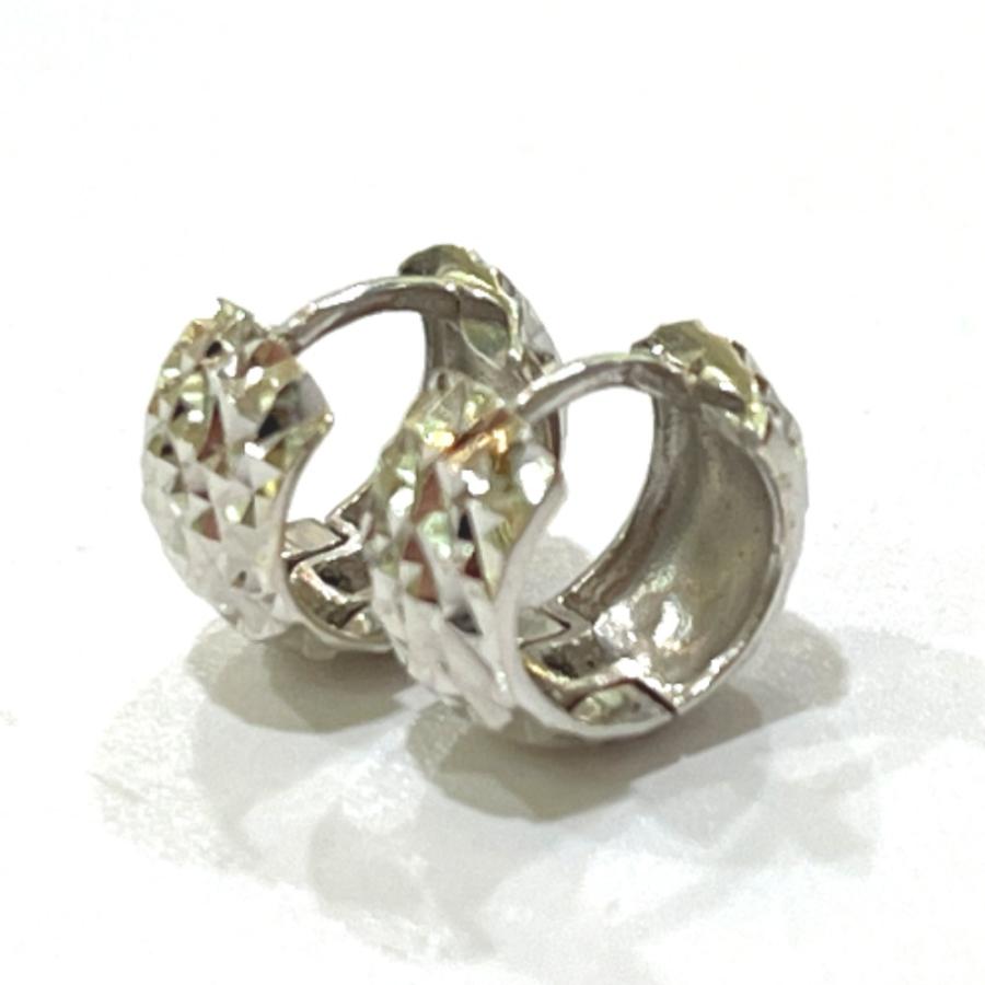 jewelry ジュエリー Ｋ18WG ダイアモンドカット フープピアス アクセサリー ピアス シルバー レディース【中古】 |  | 01