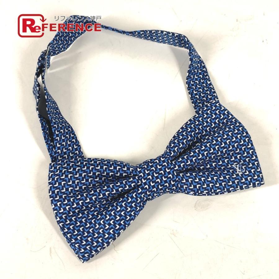 美品 LOUIS VUITTON ルイヴィトン M73305 ロゴ ボウタイ アクセサリー リボン りぼん 蝶ネクタイ ブルー メンズ【中古】 | LOUIS VUITTON