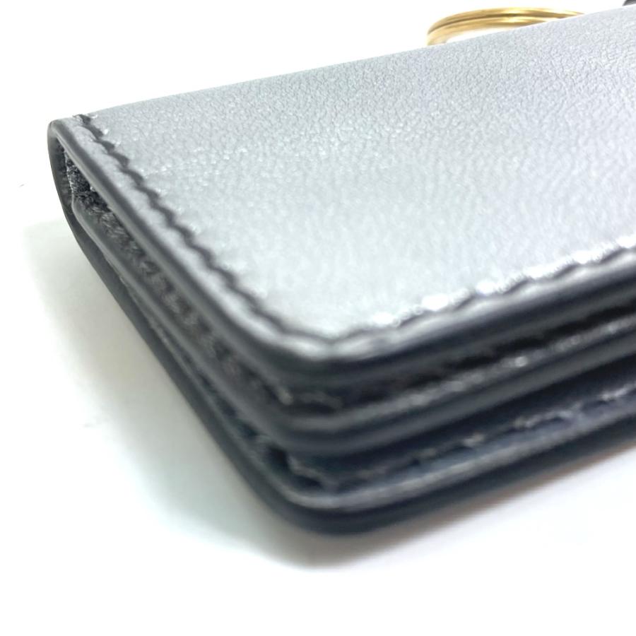 Dior ディオール パスケース 名刺入れ J’ADIOR  スタッズ キーホルダー バッグチャーム 2つ折り カードケース レザー シルバー【中古】 |  | 07