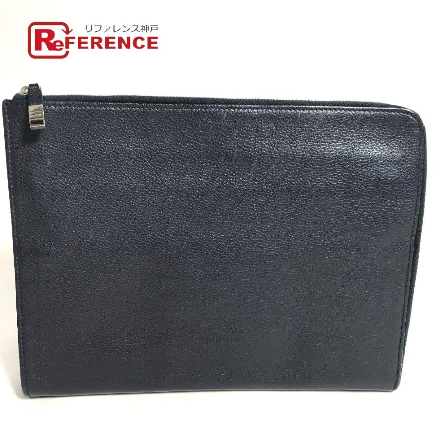 DIOR HOMME ディオール・オム ロゴ L字ファスナー カバン ポーチ カバン クラッチバッグ ネイビー メンズ【中古】 | Dior HOMME