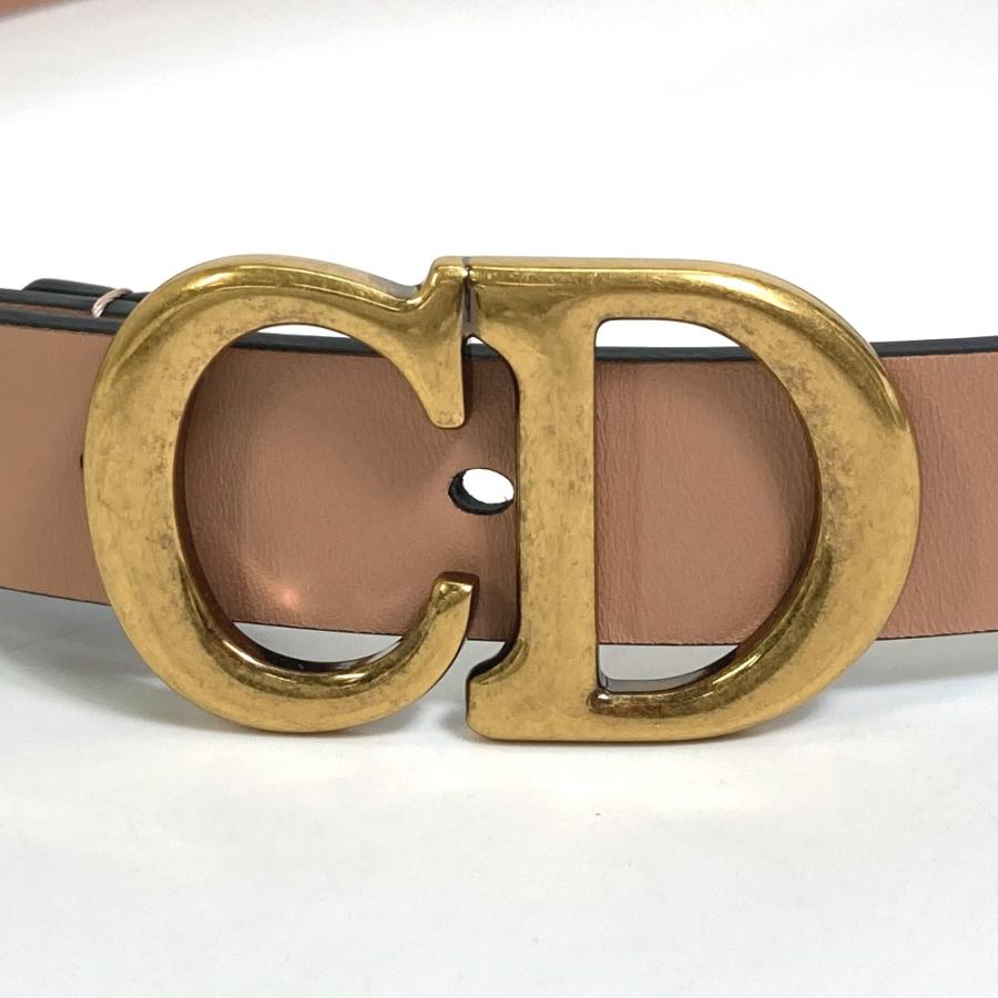 Dior ディオール サドル メタルディテール CDバックル ベルト レザー ピンクベージュ レディース【中古】未使用 |  | 01