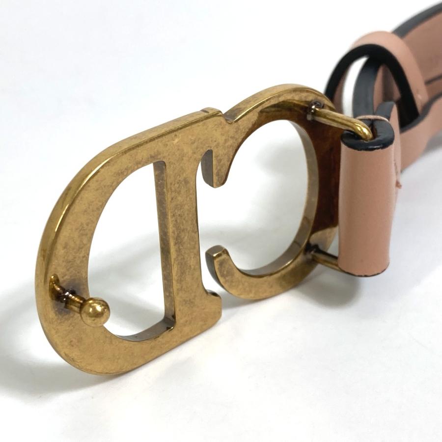 Dior ディオール サドル メタルディテール CDバックル ベルト レザー ピンクベージュ レディース【中古】未使用 |  | 08