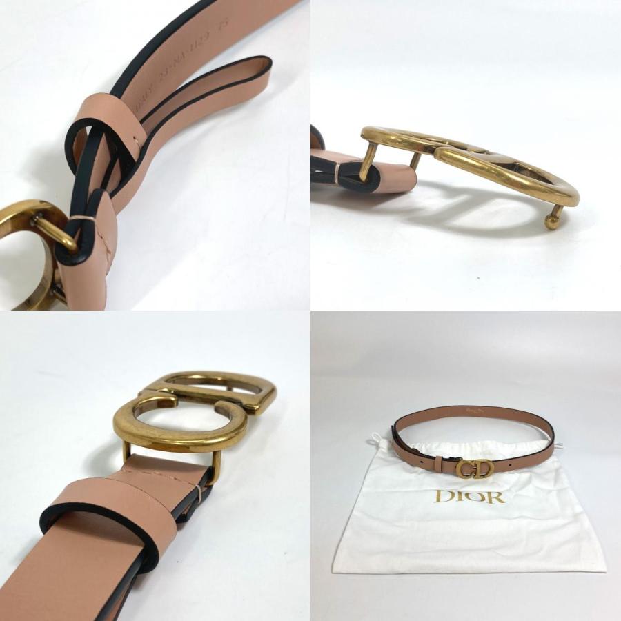 Dior ディオール サドル メタルディテール CDバックル ベルト レザー ピンクベージュ レディース【中古】未使用 |  | 09