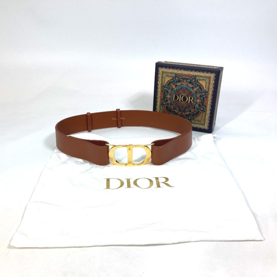 Dior ディオール CD ロゴ SADDLE サドル CDバックル  ベルト レザー ブラウン レディース【中古】新品同様 |  | 03