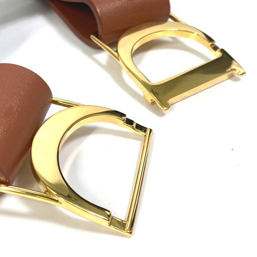 Dior ディオール CD ロゴ SADDLE サドル CDバックル  ベルト レザー ブラウン レディース【中古】新品同様 |  | 06