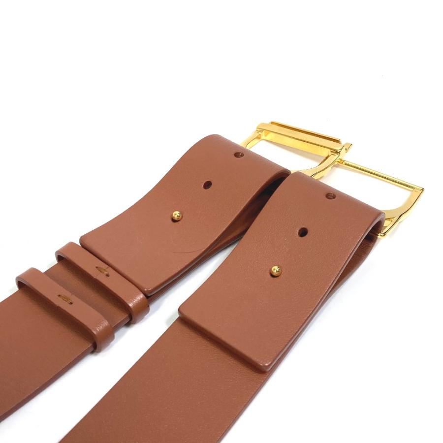 Dior ディオール CD ロゴ SADDLE サドル CDバックル  ベルト レザー ブラウン レディース【中古】新品同様 |  | 08