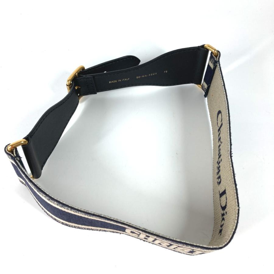 Dior ディオール ロゴ エンブロイダリー  ゴム 太ベルト ベルト ネイビー レディース【中古】 |  | 01