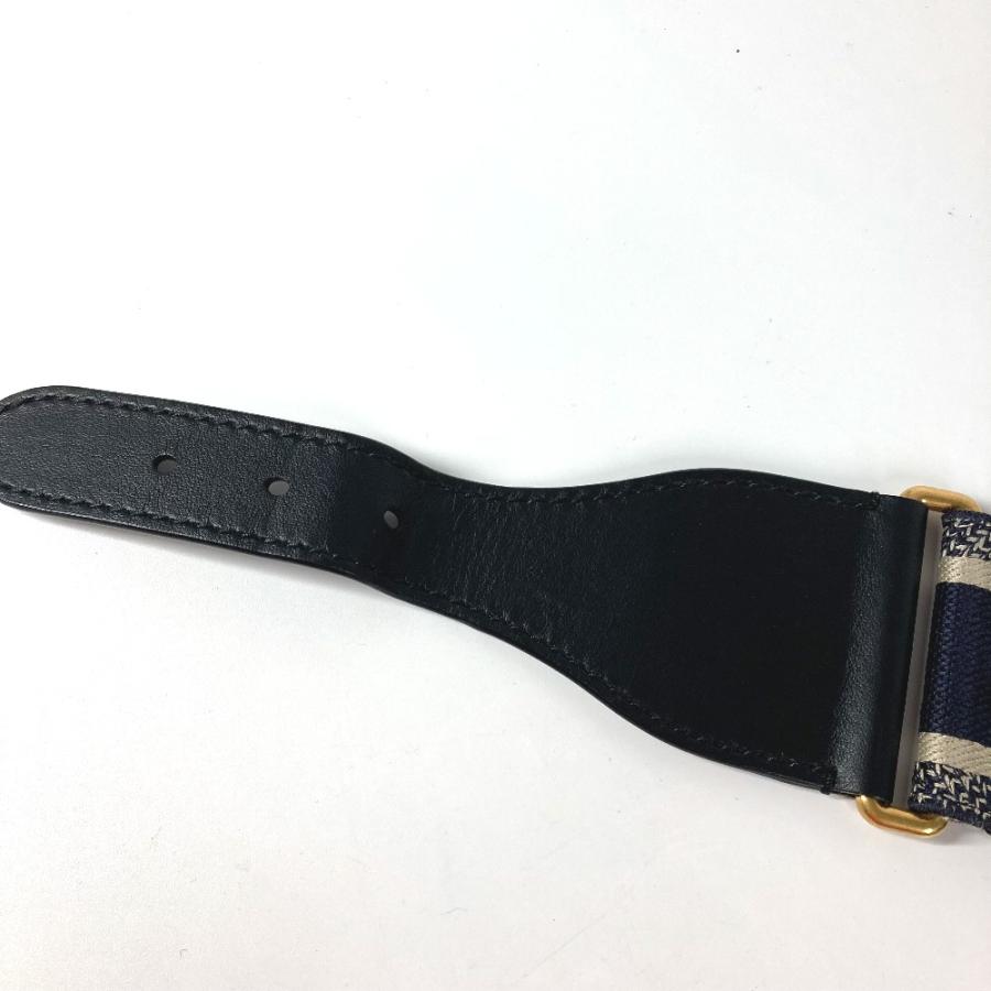 Dior ディオール ロゴ エンブロイダリー  ゴム 太ベルト ベルト ネイビー レディース【中古】 |  | 04