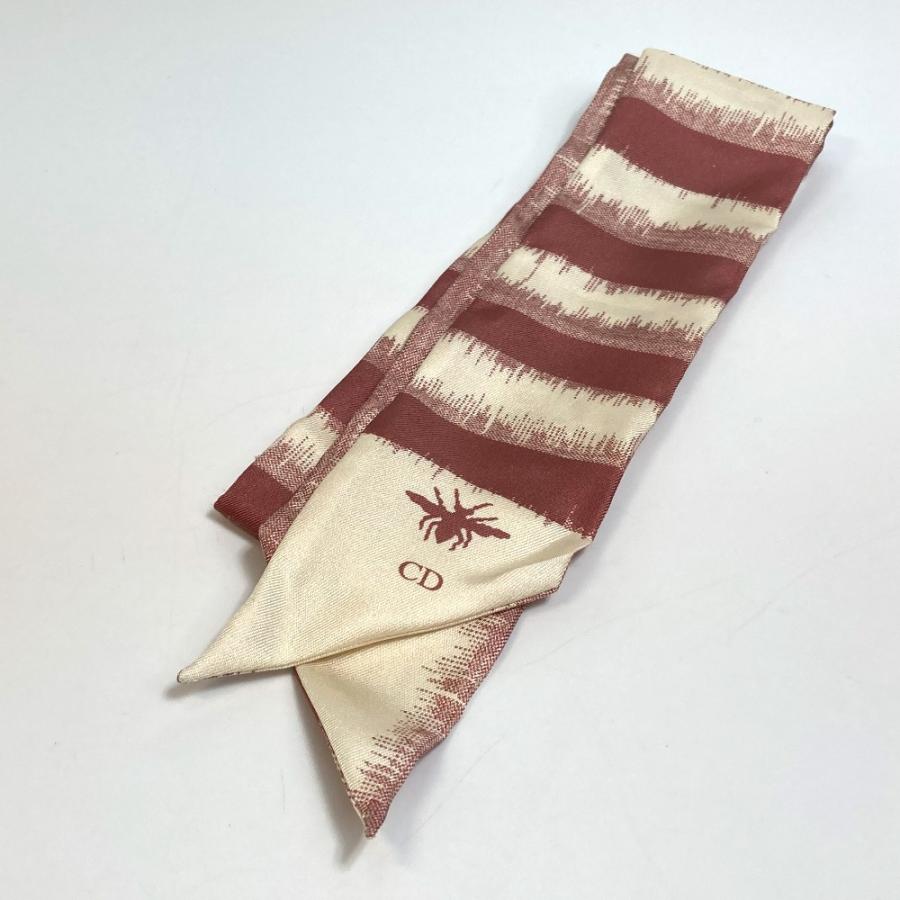 Dior ディオール ロゴ ミッツア ツイリー ツィリー スカーフ シルク ベージュ×ダスティピンク レディース【中古】未使用 |  | 03