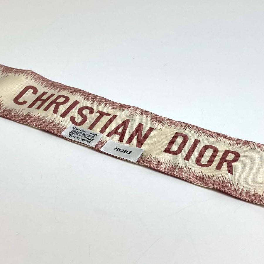 Dior ディオール ロゴ ミッツア ツイリー ツィリー スカーフ シルク ベージュ×ダスティピンク レディース【中古】未使用 |  | 07