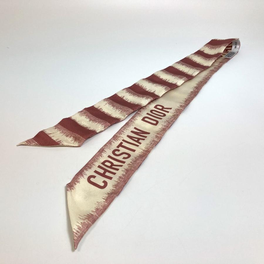 Dior ディオール ロゴ ミッツア ツイリー ツィリー スカーフ シルク ベージュ×ダスティピンク レディース【中古】未使用 |  | 08