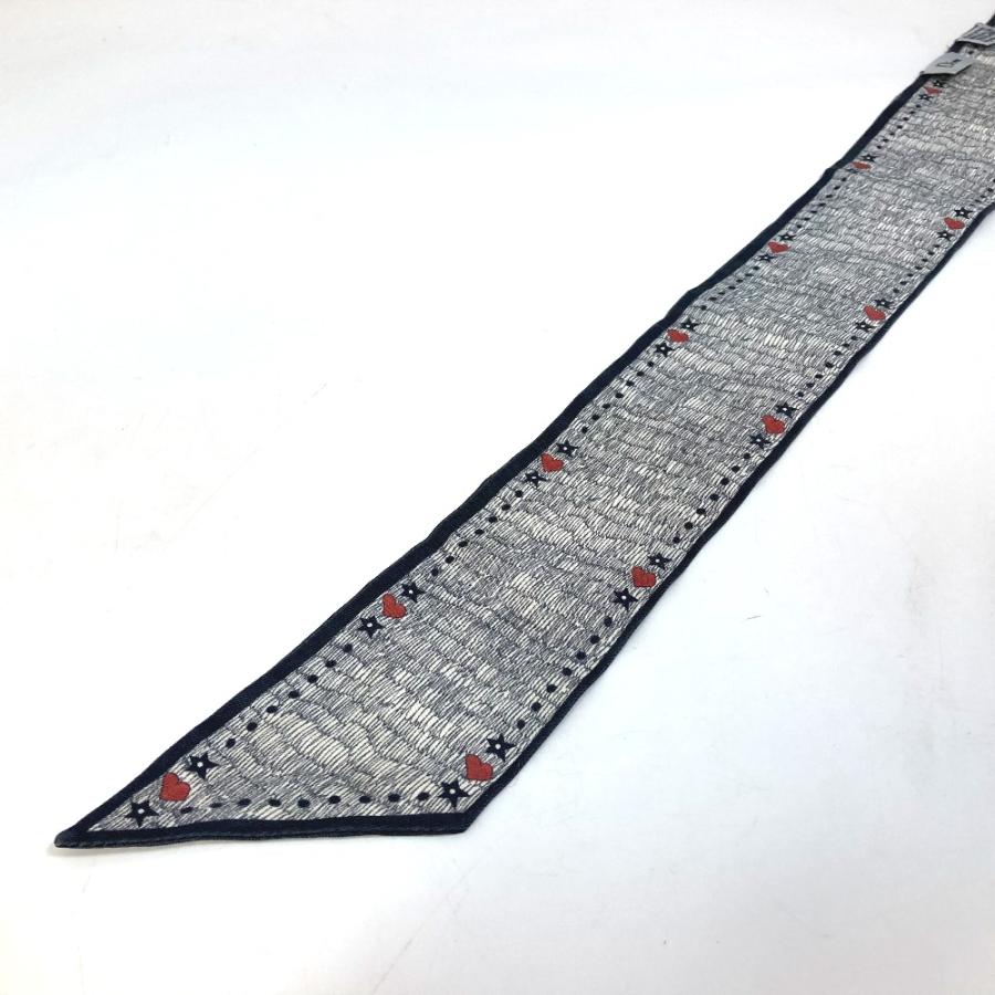 新品同様 ディオール ミニスカーフ トロッター柄 47×47 ネイビー ホワイト