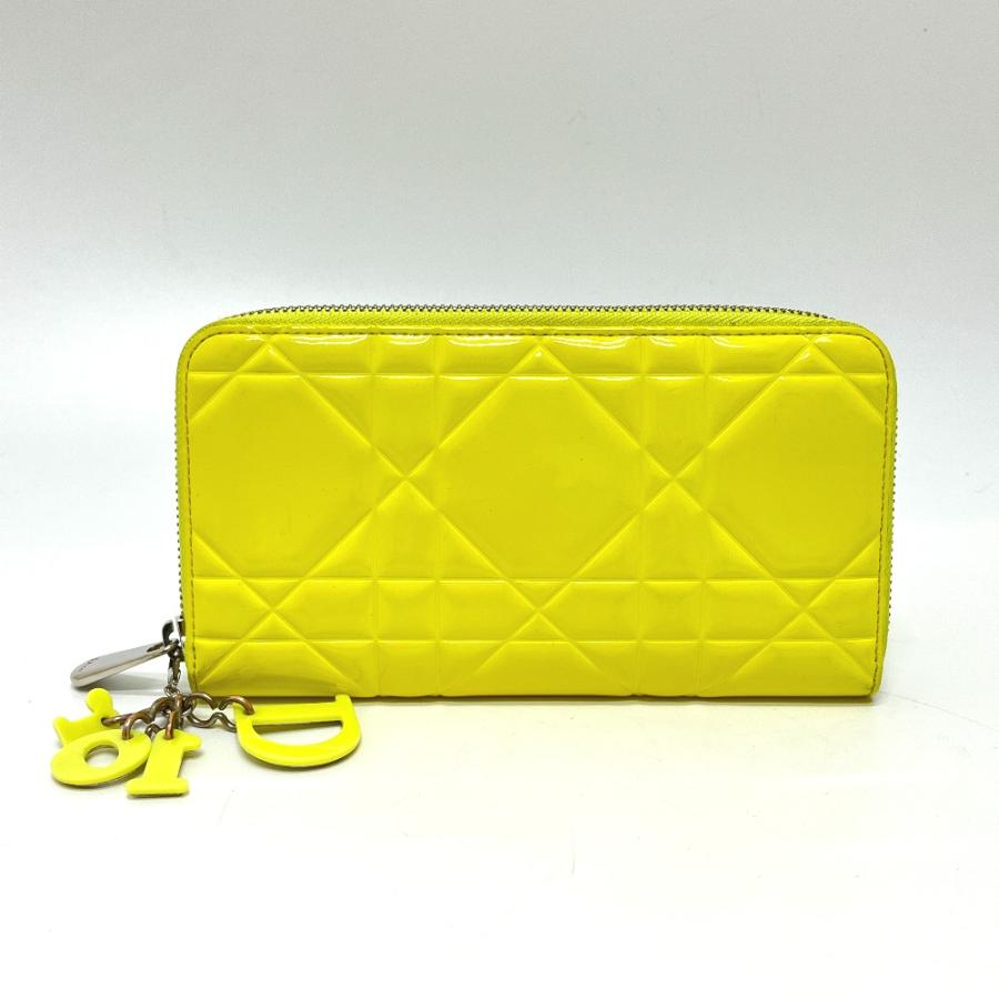 Dior ディオール カナージュ ラウンド 財布 ウォレット 長財布 ネオン