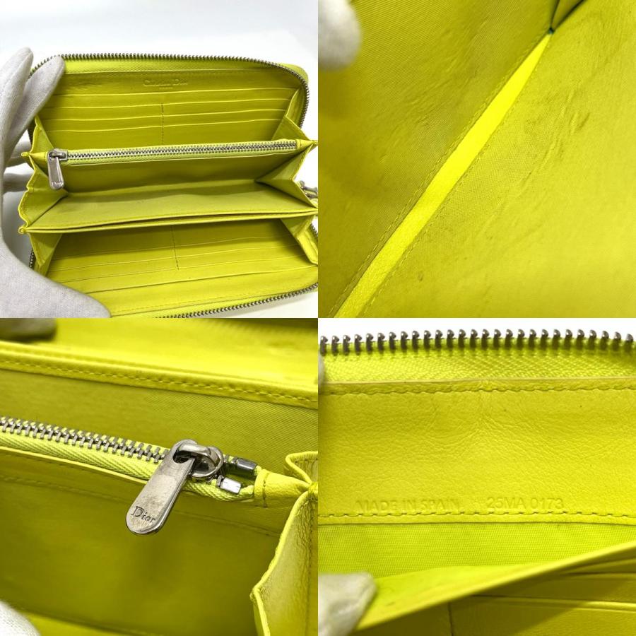 Dior ディオール カナージュ ラウンド 財布 ウォレット 長財布 ネオン