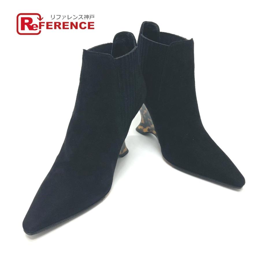 未使用 Dior ディオール サイドゴア ブラックオプティック スエード ブーティー ブーツ ハイヒール レディース ブラック | 