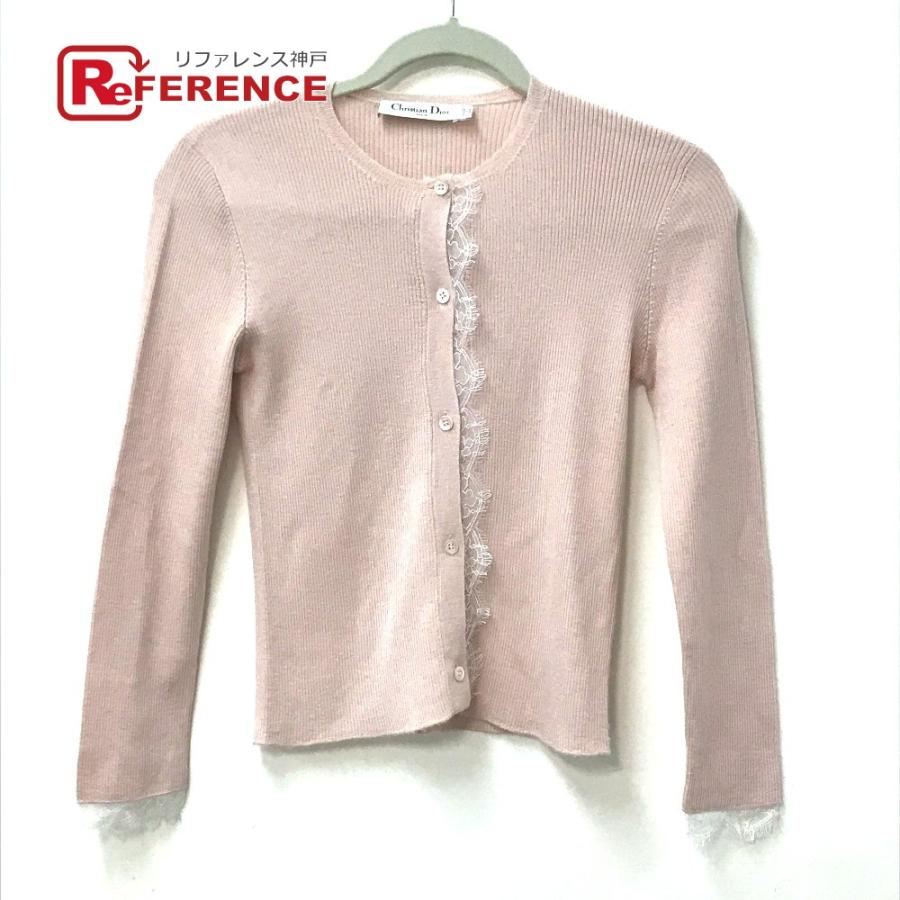 Dior ディオール レース ニット アウター 上着 長袖 アパレル トップス カーディガン ピンク レディース【中古】 | 
