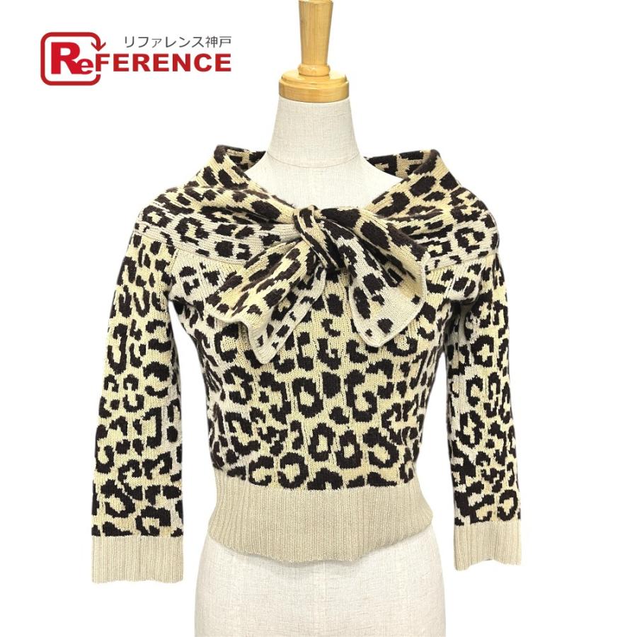 Christian Dior クリスチャンディオール 154S02AM006 レオパード柄 リボン アパレル トップス セーター ブラウン レディース【中古】 | 