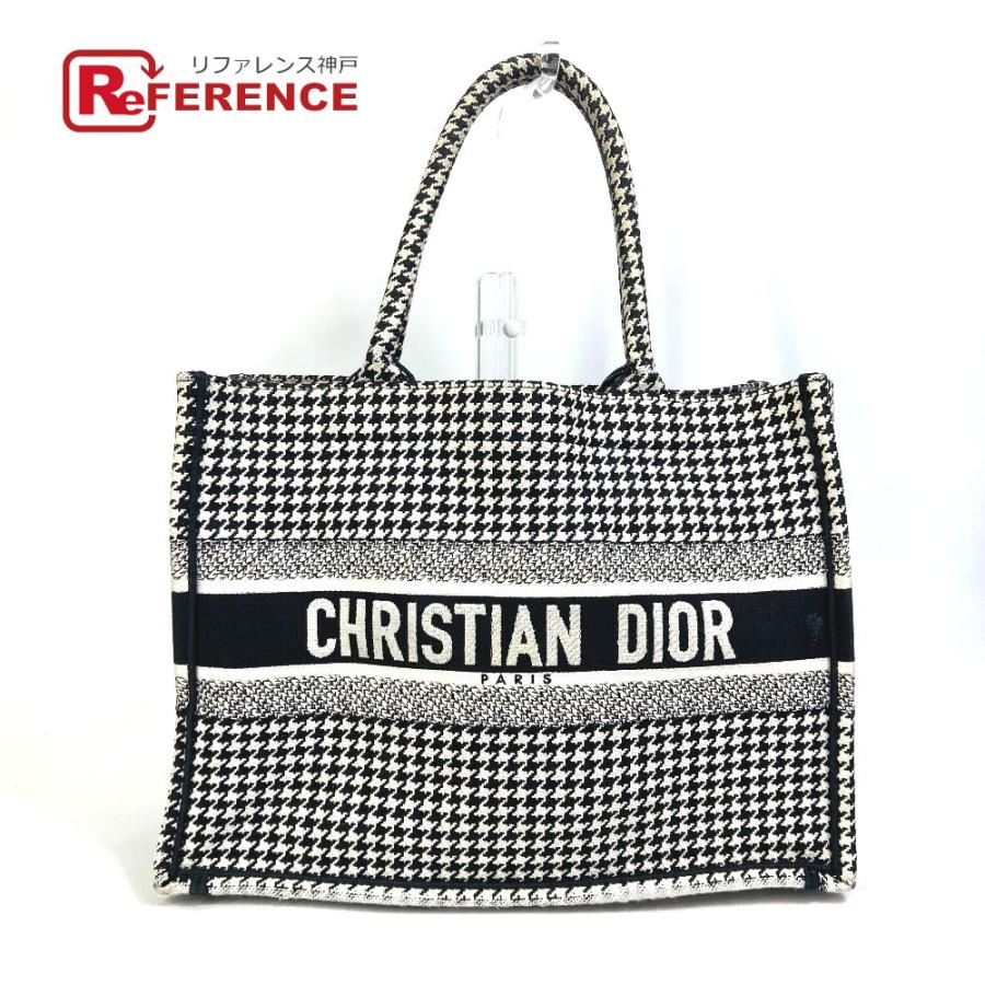 Dior ディオール M1296ZTQT_M911 千鳥格子 ブックトート ミディアム ロゴ ショルダーバッグ トートバッグ キャンバス ブラック【中古】 | 