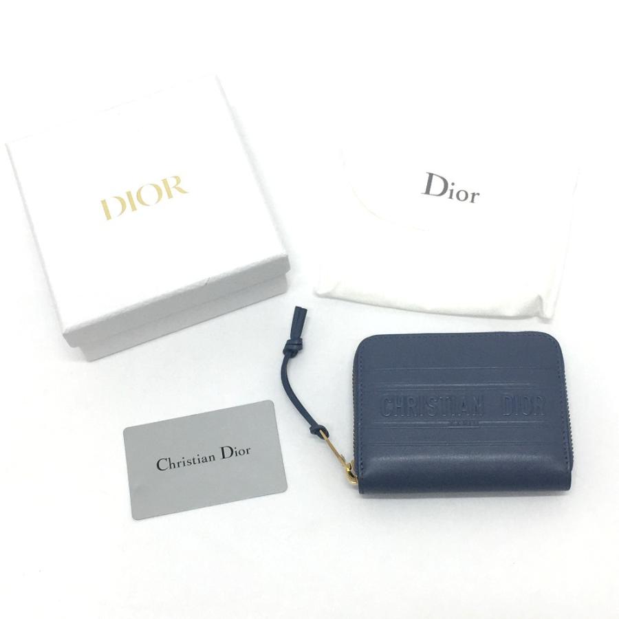 未使用 Dior ディオール ストライプウォレット ラウンドファスナー コインケース レザー レディース デニムブルー |  | 10