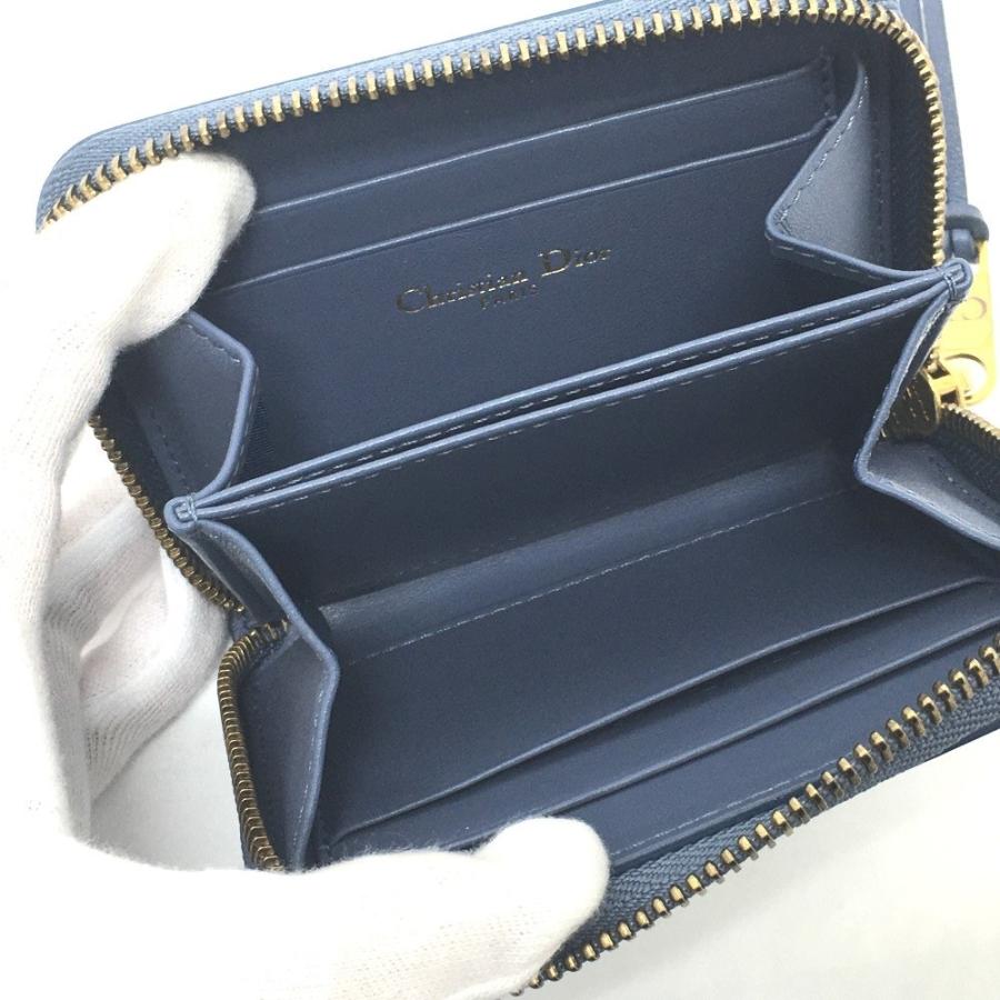 未使用 Dior ディオール ストライプウォレット ラウンドファスナー コインケース レザー レディース デニムブルー |  | 06