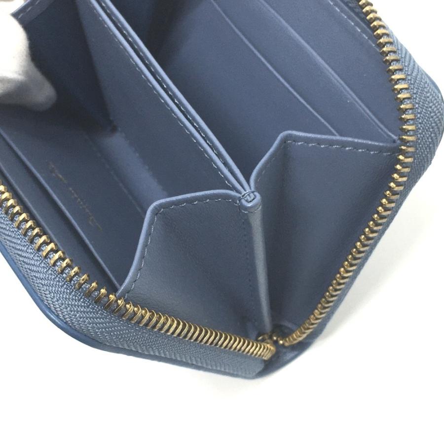 未使用 Dior ディオール ストライプウォレット ラウンドファスナー コインケース レザー レディース デニムブルー |  | 08