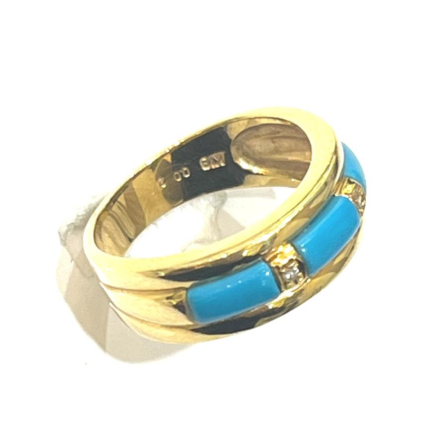 jewelry ジュエリー K18 トルコ石 D0.02ct アクセサリー ジュエリー リング・指輪 ゴールド レディース【中古】 |  | 01