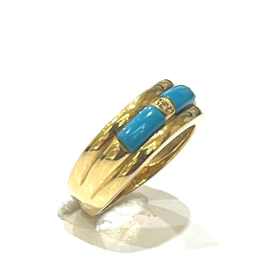 jewelry ジュエリー K18 トルコ石 D0.02ct アクセサリー ジュエリー リング・指輪 ゴールド レディース【中古】 |  | 02