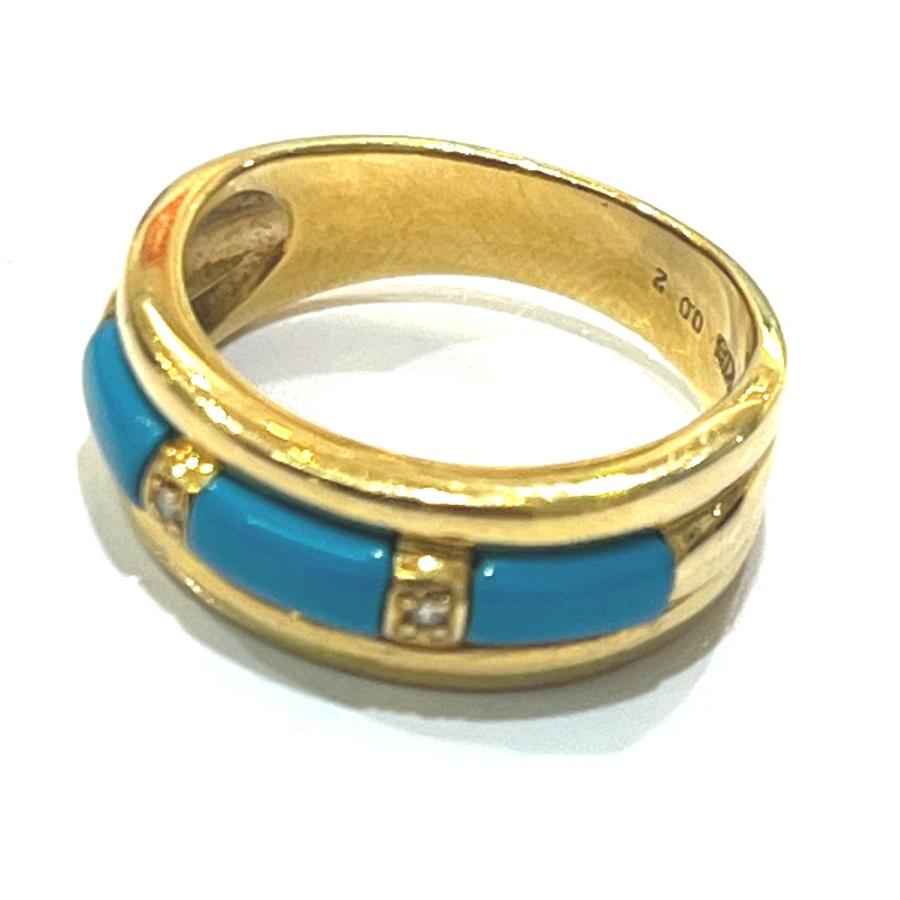 jewelry ジュエリー K18 トルコ石 D0.02ct アクセサリー ジュエリー リング・指輪 ゴールド レディース【中古】 |  | 03