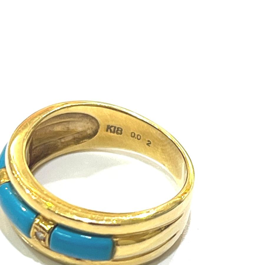 jewelry ジュエリー K18 トルコ石 D0.02ct アクセサリー ジュエリー リング・指輪 ゴールド レディース【中古】 |  | 04