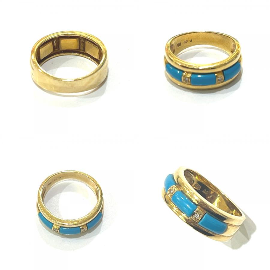 jewelry ジュエリー K18 トルコ石 D0.02ct アクセサリー ジュエリー リング・指輪 ゴールド レディース【中古】 |  | 09