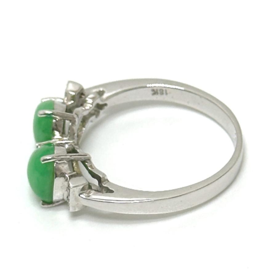 jewelry ジュエリー K18 2P翡翠 ダイヤ アクセサリー リング・指輪 シルバー レディース【中古】 |  | 01
