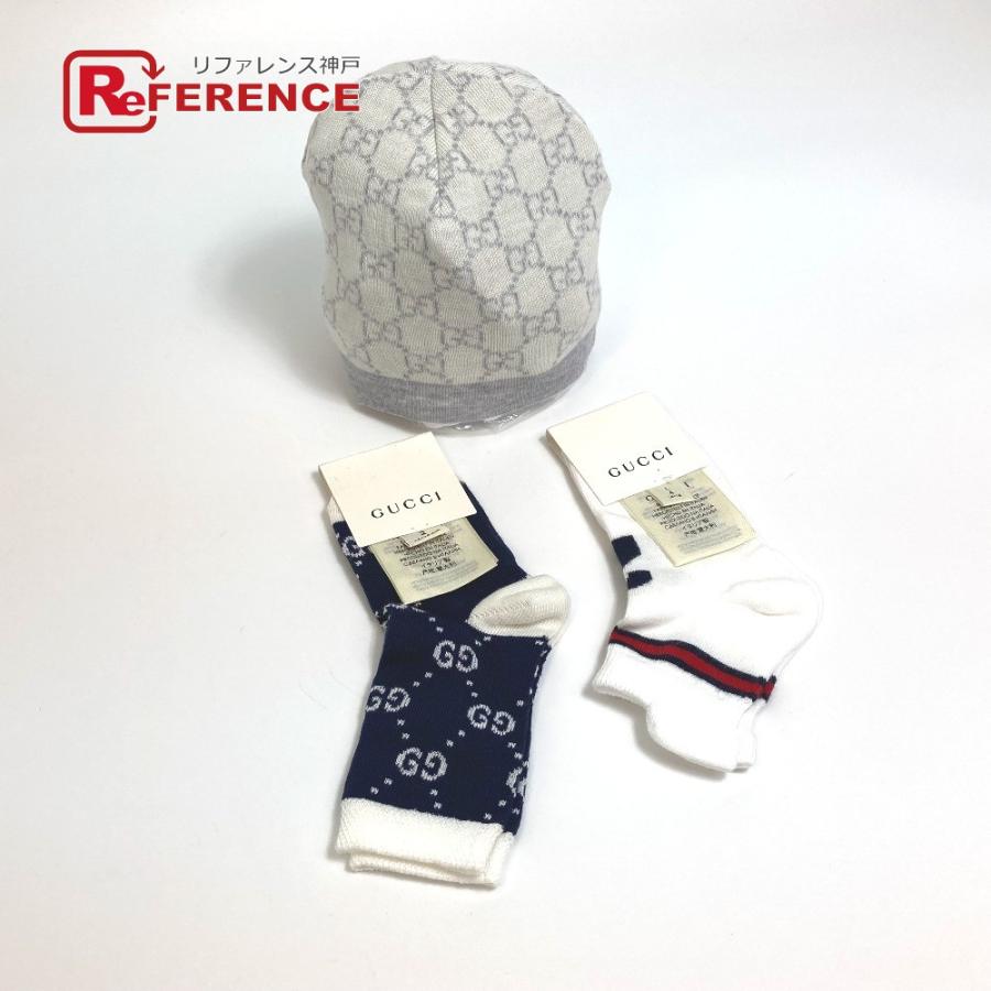 GUCCI グッチ 418599 ベビー GGパターン 靴下×２ 帽子 セット ニット帽