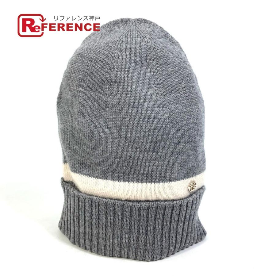 GUCCI グッチ 帽子 GG金具 バイカラー ビーニー ニットキャップ ニット帽 ウール グレー×ホワイト レディース【中古】  :6020-21630-9:リファレンス コレクション - 通販 - Yahoo!ショッピング