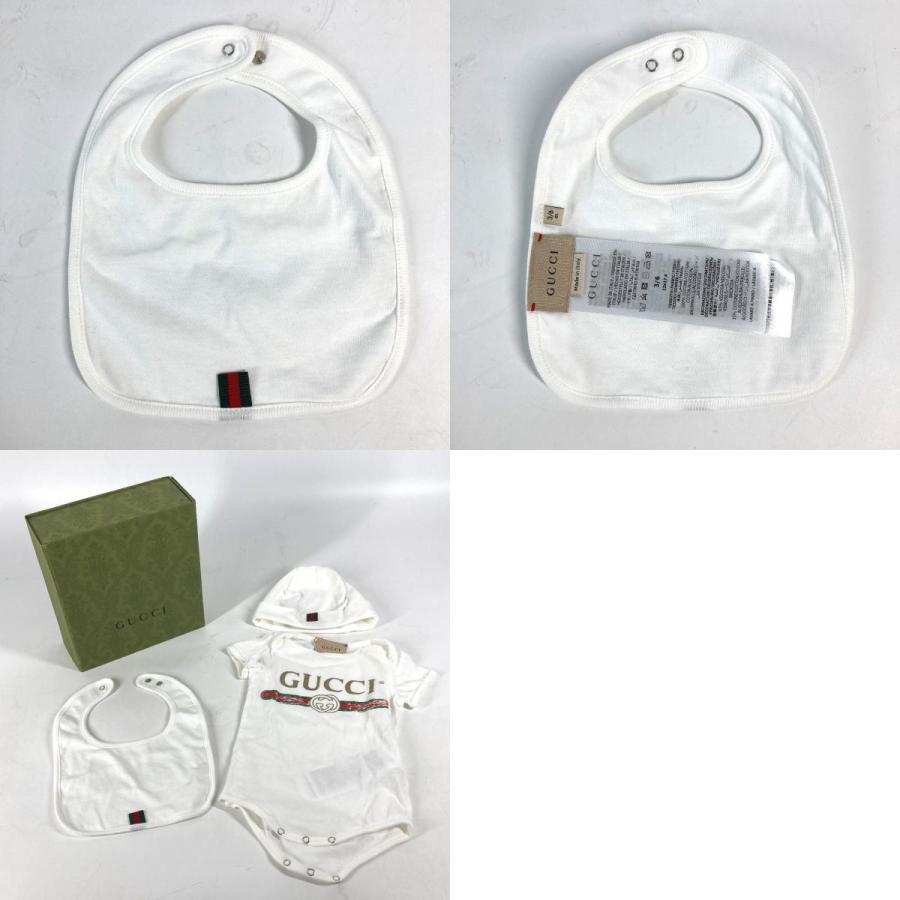 新品同様 GUCCI グッチ 516326 ロゴ 3ピースセット  ギフトセット スタイ＆ニット帽＆ロンパース ベビー BABY 赤ちゃん ニット帽.【中古】 | GUCCI | 09