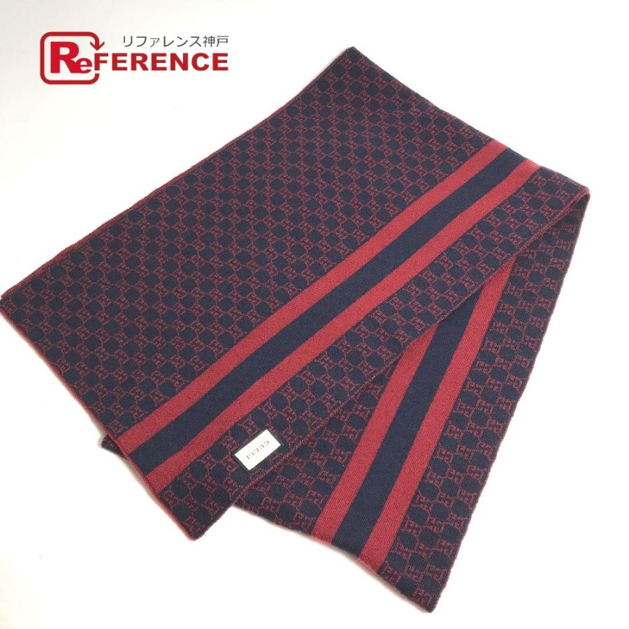美品 GUCCI グッチ GG バイカラー マフラー レッド レディース【中古】 | GUCCI