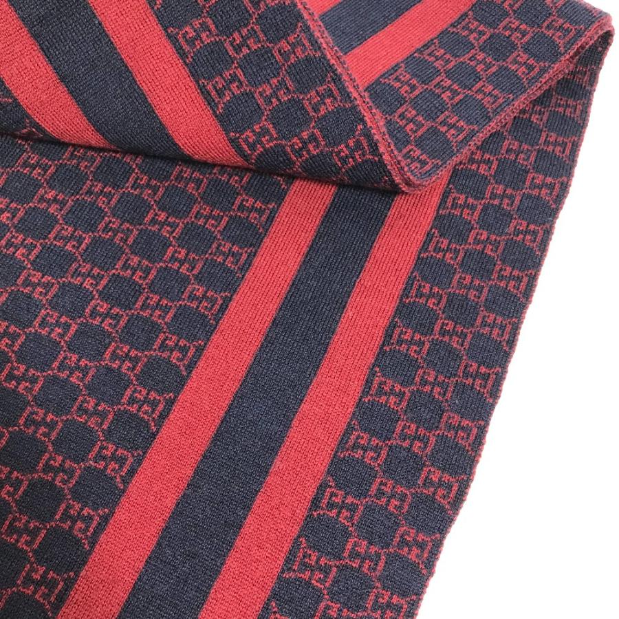 美品 GUCCI グッチ GG バイカラー マフラー レッド レディース【中古】 | GUCCI | 02