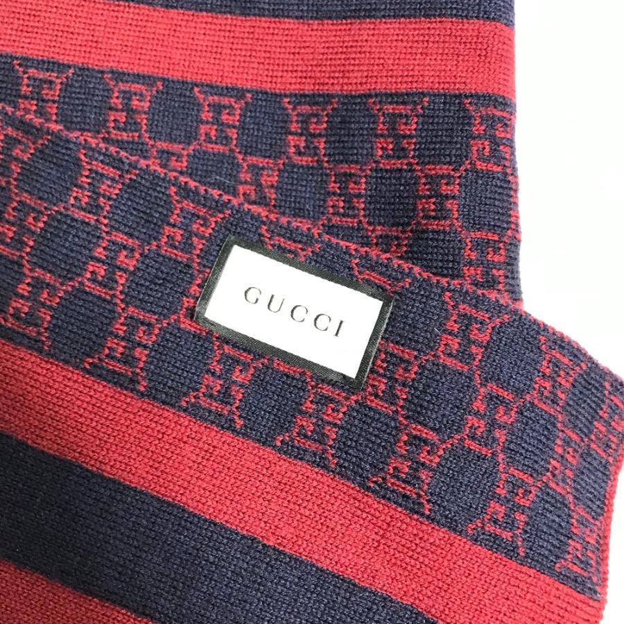 美品 GUCCI グッチ GG バイカラー マフラー レッド レディース【中古】 | GUCCI | 03