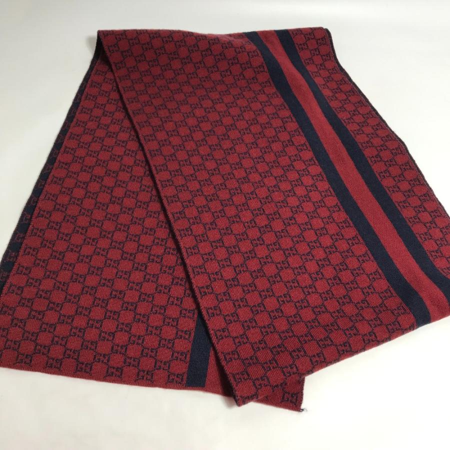 美品 GUCCI グッチ GG バイカラー マフラー レッド レディース【中古】 | GUCCI | 06